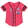 thumbnail image 1 of Disney Girls Baseball Jersey T-Shirt with Lilo & Stitch and Mickey Mouse- Girls Sizes 4-16 Hot Pink, 1 of 8