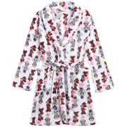 Disney Girls' Bathrobe - Plush Fleece Sleepwear Robe: Minnie Mouse, Princess, Lilo & Stitch (4-10)