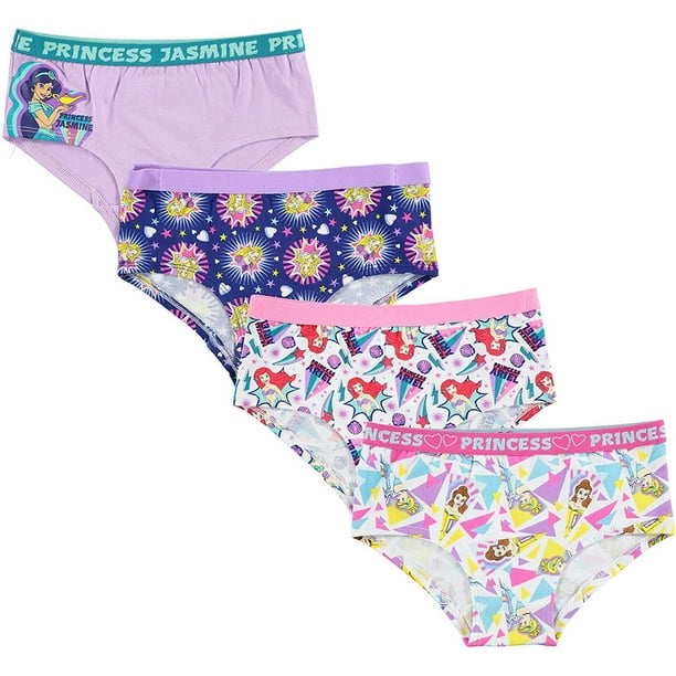 Disney Girls' Big Princess 4pk Supersoft Reactive Print Panties, 8