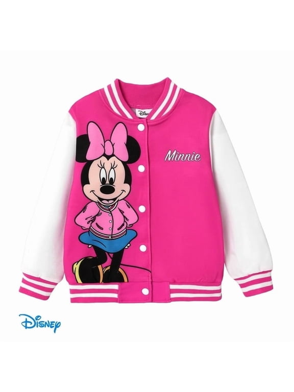 Girls Bomber Jacket Minnie Mouse Colorblock Varsity Lightweight Sweatshirts Gift Fall Spring Sizes 3-10