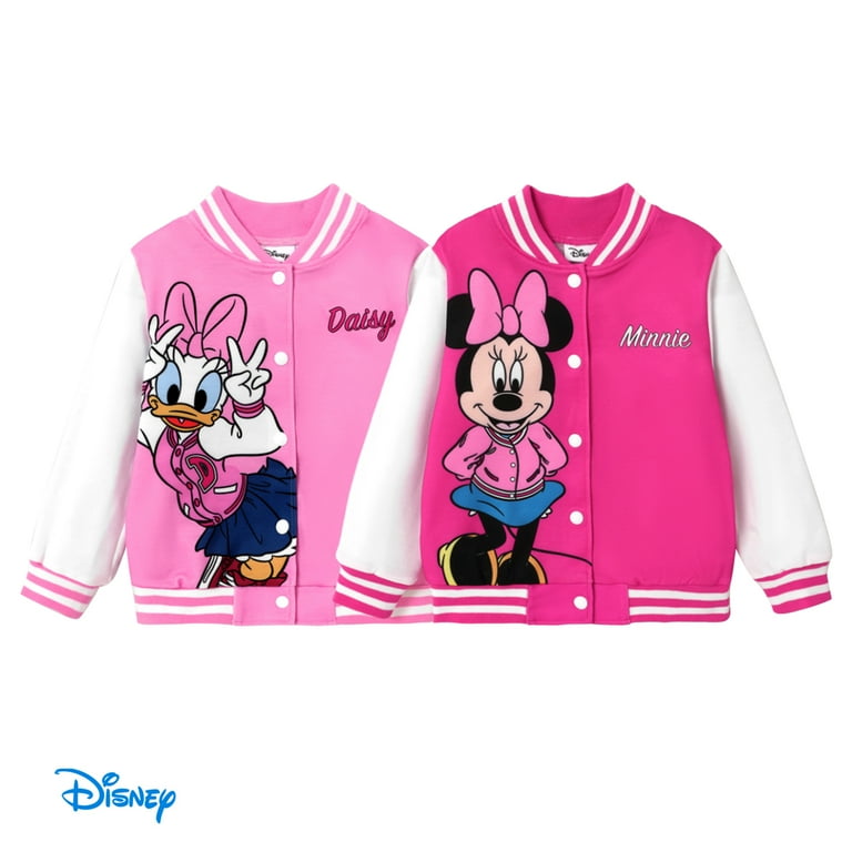 Disney Girls Bomber Jacket Minnie Mouse Daisy Colorblock Varsity Coat Gift Fall Spring Sizes 3 10