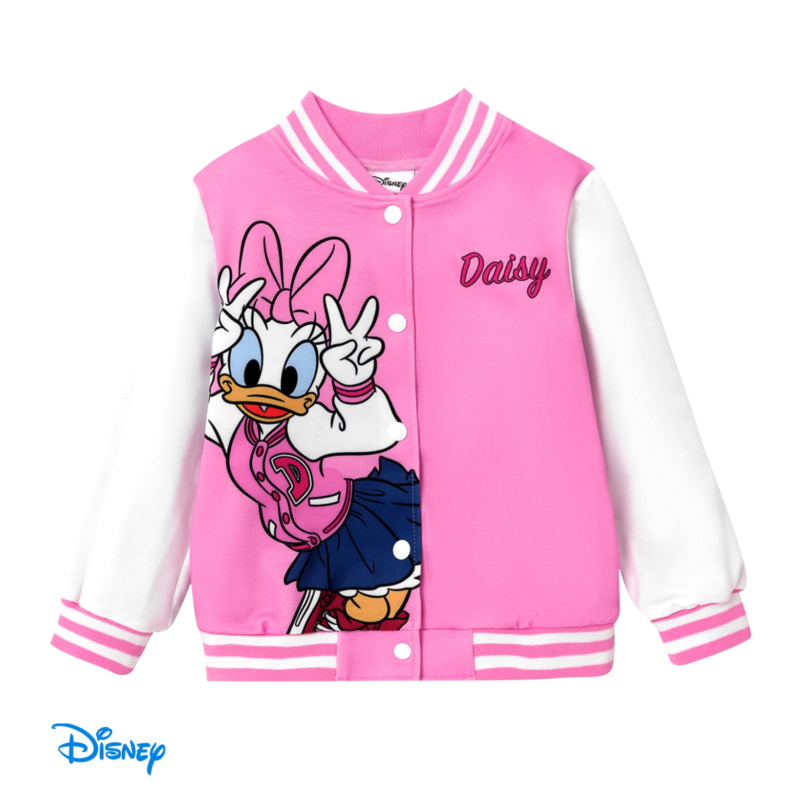 Disney Girls Bomber Jacket Minnie Mouse Daisy Colorblock Varsity Coat