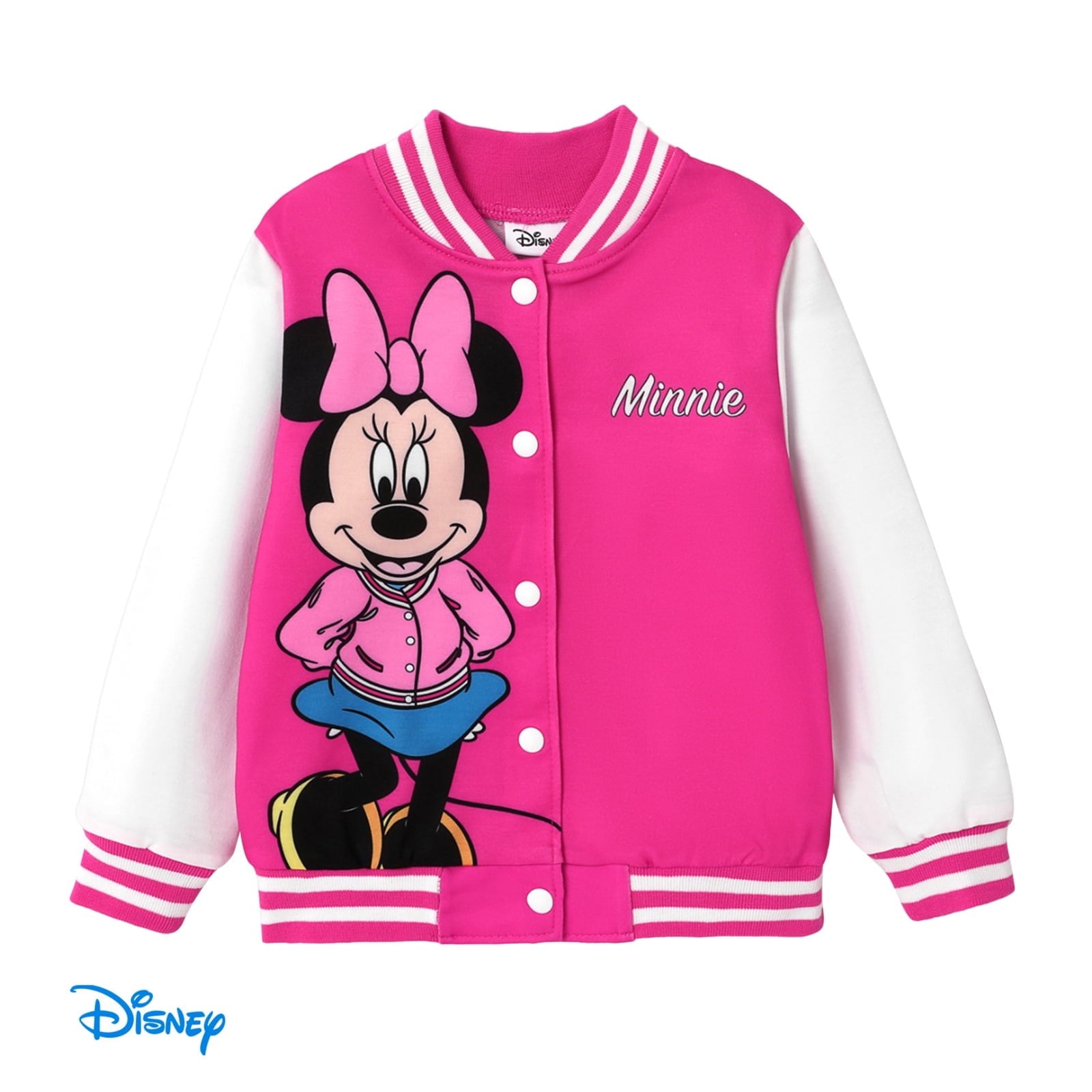 Disney Girls Bomber Jacket Minnie Mouse Colorblock Varsity Lightweight Sweatshirts Gift Fall Spring Sizes 3-10