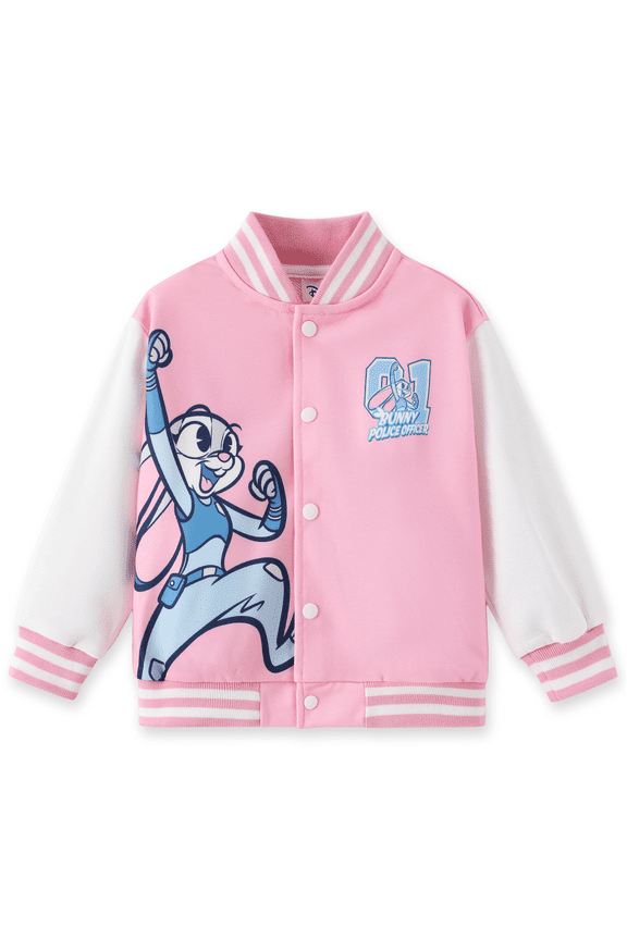 Girls Bomber Jacket Zootopia Judy Hopps Pink Graphic Varsity Lightweight Sweatshirts Gift Fall Spring Toddler Kids 3T