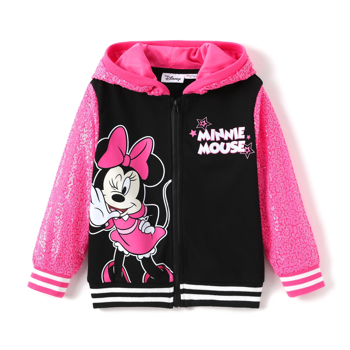 Disney Girls Bomber Jackets Minnie Colorblock Sequin Zip Up