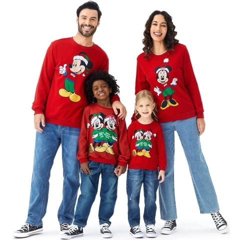 Girls Boys Christmas Sweatshirts Mickey Minnie Mouse Graphic Family Matching Sets Pullover Ugly Sweatshirts