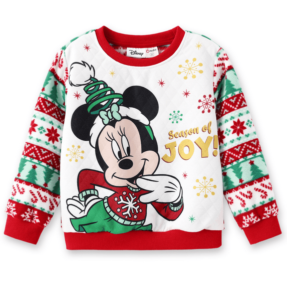 Disney Girls Boys Christmas Sweatshirts Mickey Mouse Ugly Graphic Crewneck Fleece Sweatshirt Toddler 3-4T