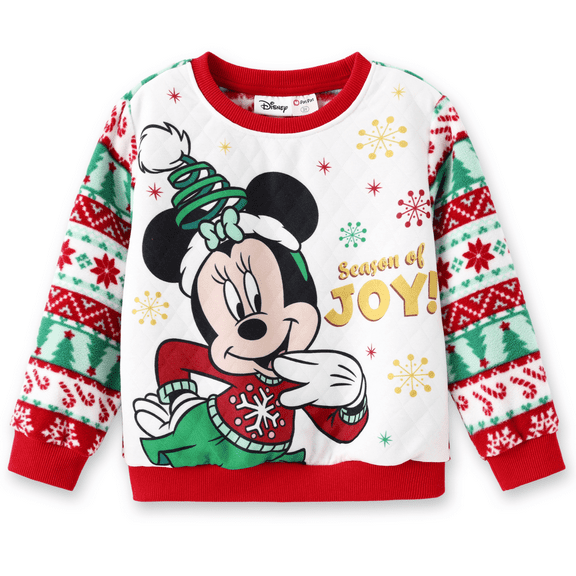 Disney Girls Boys Christmas Sweatshirts Mickey Mouse Ugly Graphic Crewneck Fleece Sweatshirt Toddler 3T