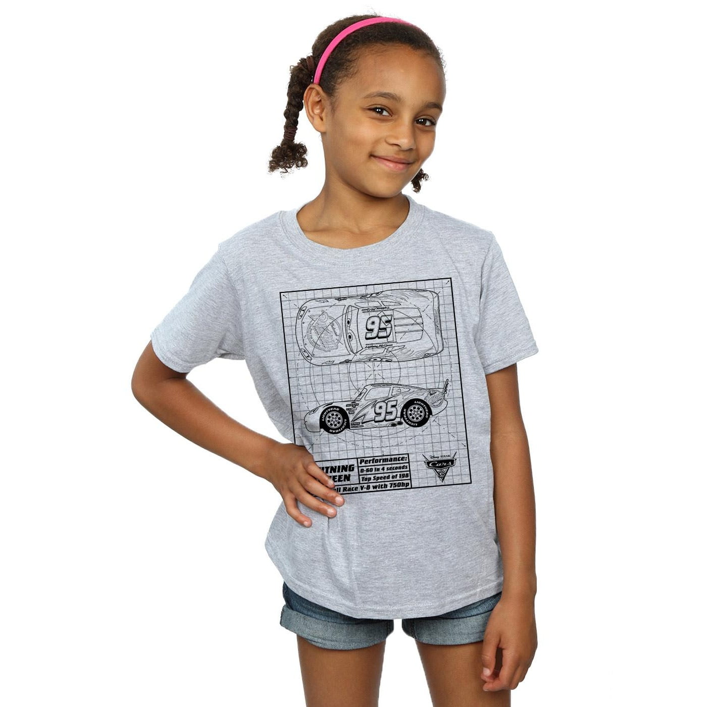 Disney Girls Cars Lightning McQueen Blueprint Cotton T-Shirt - Walmart.com