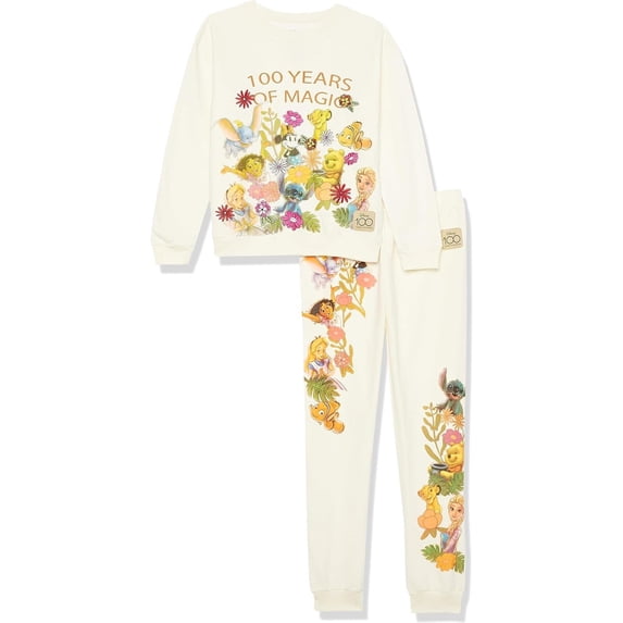 Disney Girls Character Fleece Sweatshirt Hoodie & Jogger Set - Mickey, Minnie, Stitch, Elsa, Mirabel - Girls 4-16