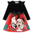 thumbnail image 1 of Disney Girls Christmas Dresses Minnie Mouse Graphic Velvet Long Sleeve Top with Printed Skirt and Bow 2T, 1 of 10