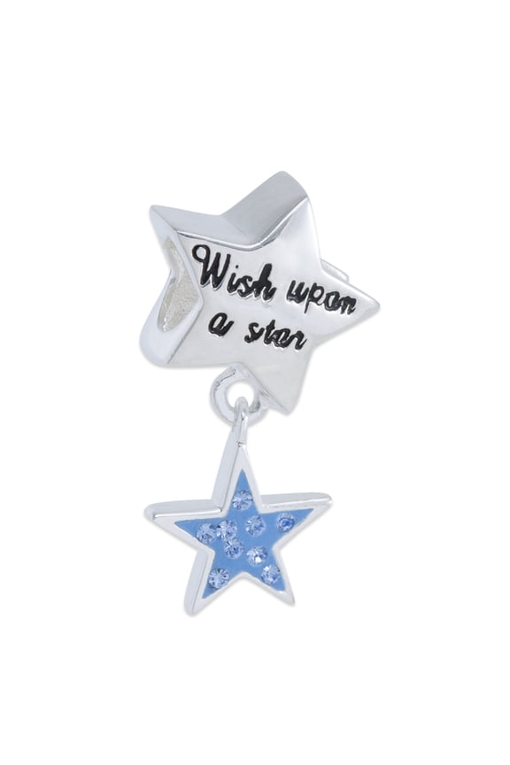 Girls Crystal Sterling Silver Wish Upon a Star Dangle Bead