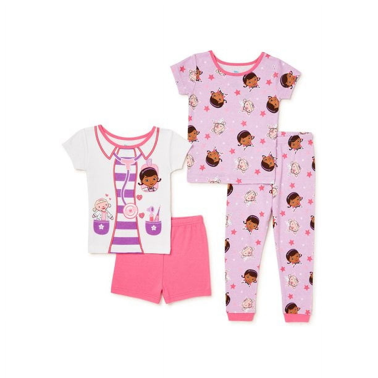 DISNEY Girls Doc McStuffins Short Sleeve Cotton 4 Piece Pajama Set 24M