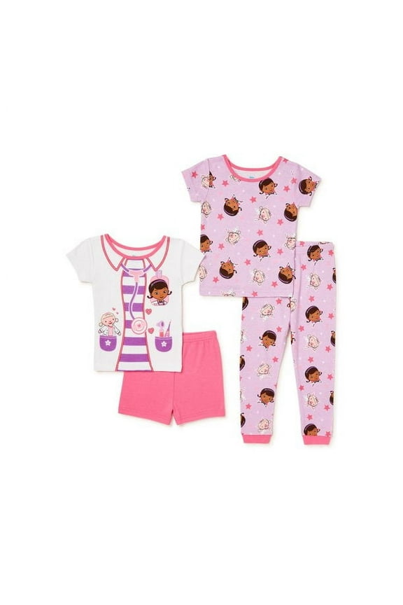 Girls Doc McStuffins Short Sleeve Cotton 4 Piece Pajama Set 24M