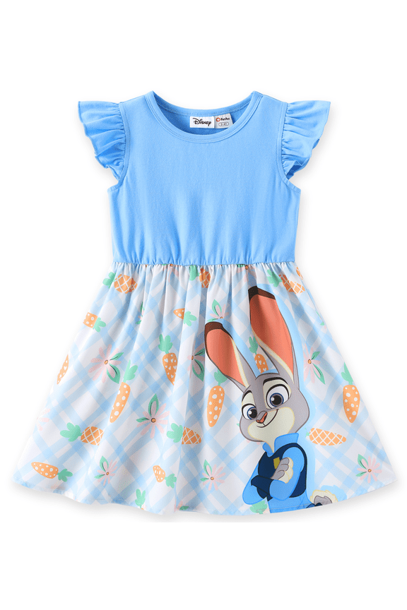 Girls Dresses Zootopia Judy Hopps Graphic Blue Cotton Rabbit Easter Summer Holiday Dress Baby Toddlers 2T