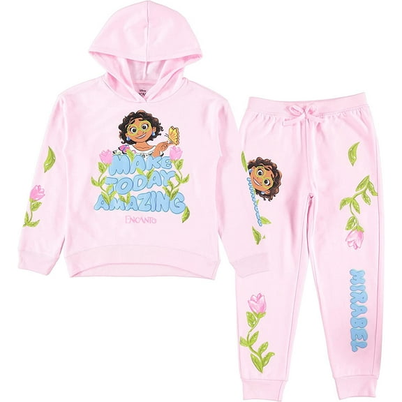 Disney Girls Encanto Pullover Hoodie and Sweatpants Jogger Clothing Set - Little to Big Girl Sizes 4-16