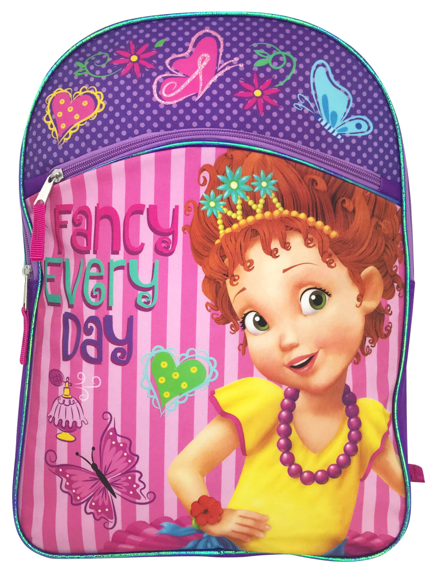Disney Girls Fancy Nancy Backpack 16" Pink Purple Front Zipper Pocket - image 1 of 2