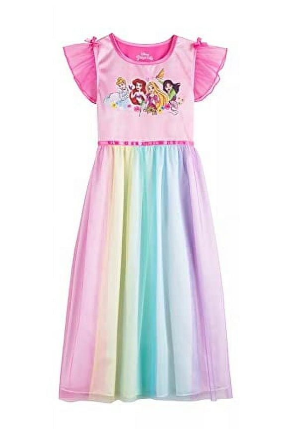 Girls' Fantasy Nightgown Princess Dress Pajama, Rainbow - Princesses, Size 3T