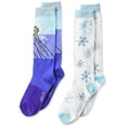 thumbnail image 1 of Disney Girls Frozen 2 Pack Knee High Casual Sock, Purple/White Assorted-frozen 2, Fits Sock Size 6-8.5 Fits Shoe Size 7.5-3.5 US, 1 of 1