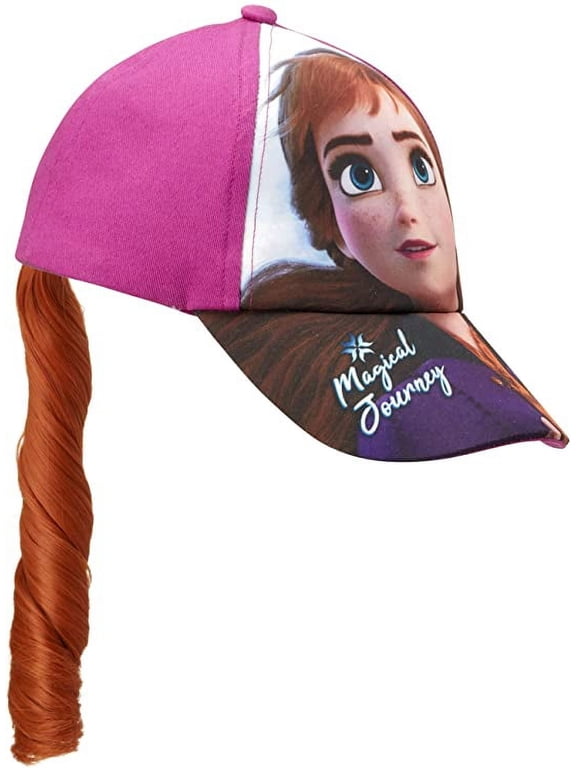 Girls’ Frozen Baseball Cap – Elsa and Anna Ponytail Hat for Girls (Ages 4-7)