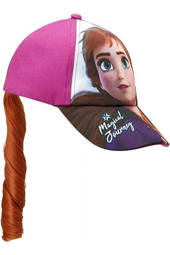 Girls’ Frozen Baseball Cap – Elsa and Anna Ponytail Hat for Girls (Ages 4-7)