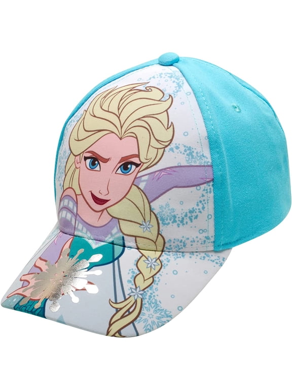 Girls' Frozen Baseball Cap - Princess Elsa and Anna Curved Brim Strap Back Hat (2T-7)