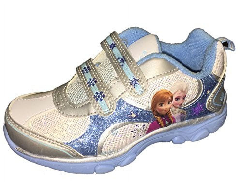 Disney Girls Frozen Elsa Anna Snowflake Light up Velcro Sneakers