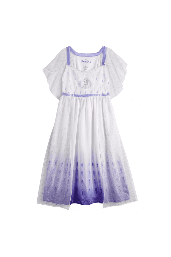 Girls' Frozen Fantasy Nightgown Princess Elsa Dress Pajama, White - Elsa Epilogue, Size 3T
