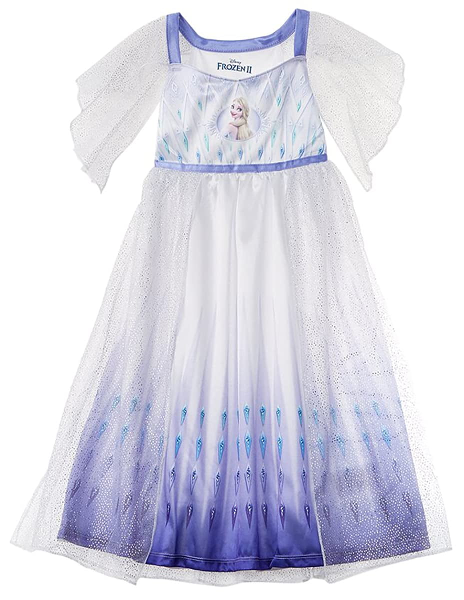 Disney Girls' Frozen Fantasy Nightgown Princess Elsa Dress Pajama, White Elsa Epilogue, Size 6