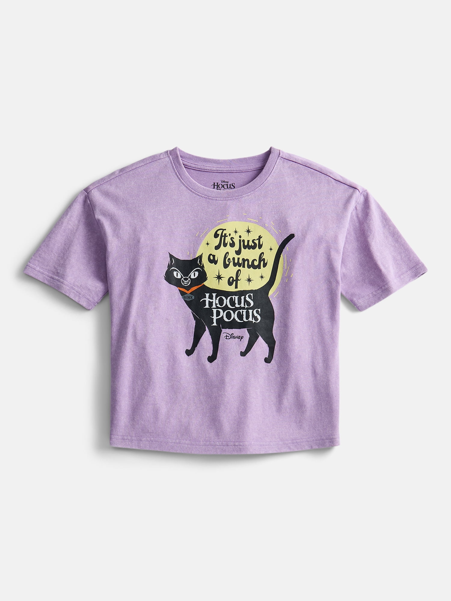 Disney Hocus Pocus Boxy Mineral Washed Halloween Crewneck Tee with Short Sleeves, Sizes 4-16