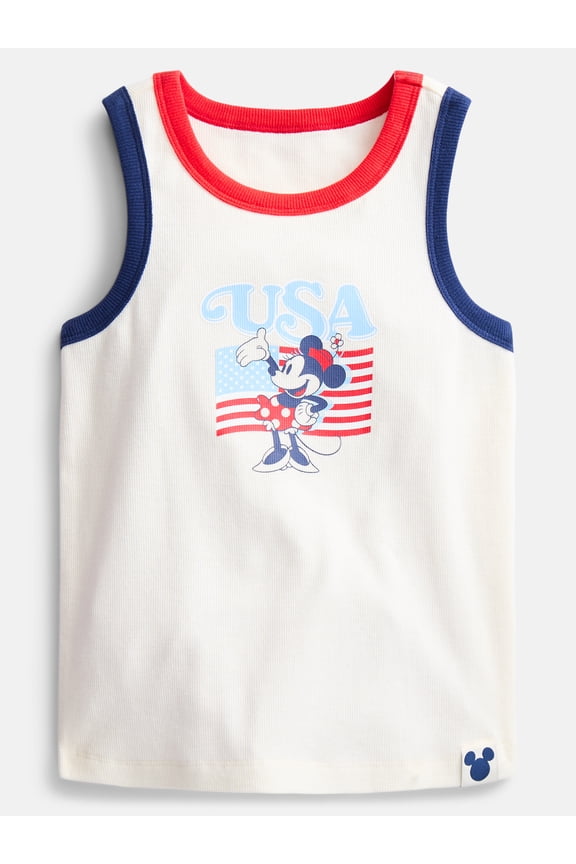 Minnie Mouse Girls Patriotic Americana USA Graphic Tank Top, Sizes 4-18