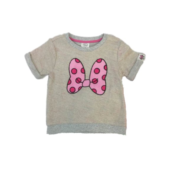Disney Girls Gray Rainbow Minnie Mouse Bow Sweater Short Sleeve T-Shirt 5-6