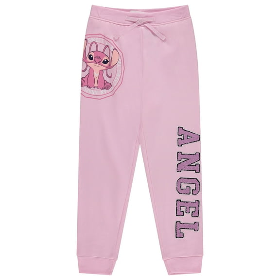Disney Girls Jogger Sweatpants with Lilo and Stitch, Minnie Mouse Prinveses, Little and Big Girls Sizes 4-16 Light Pink