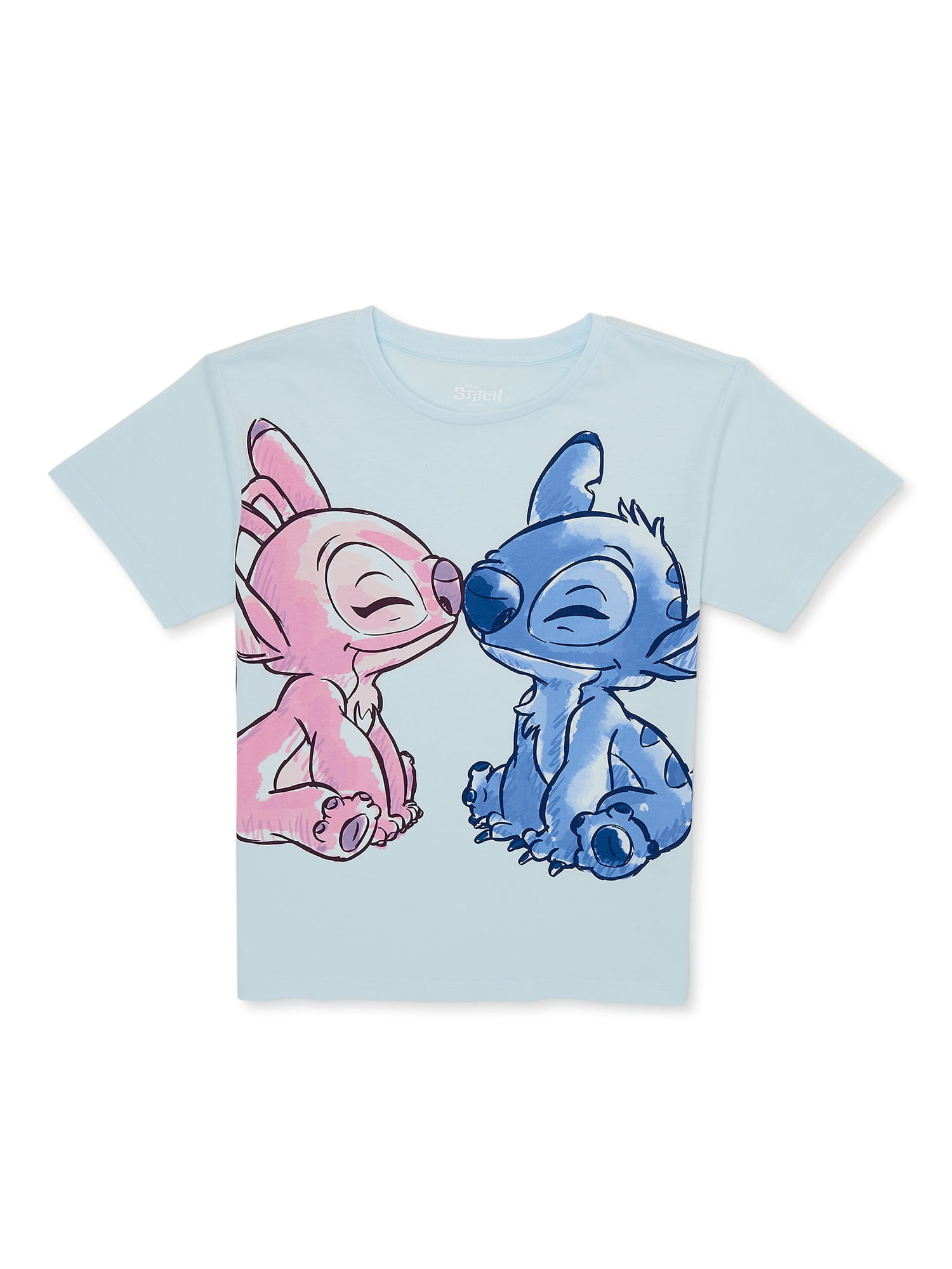 Disney Girls Lilo & Stitch Angel Love, Crew Neck, Short Sleeve, Graphic  T-Shirt, Sizes 4-16