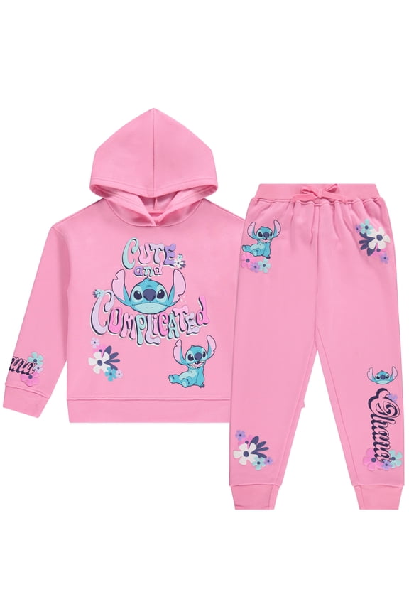Girls Lilo & Stitch Clothing Set - Stitch Sweatshirt Hoodie and Jogger - 2-Piece Outfit Set - Sizes 4-30