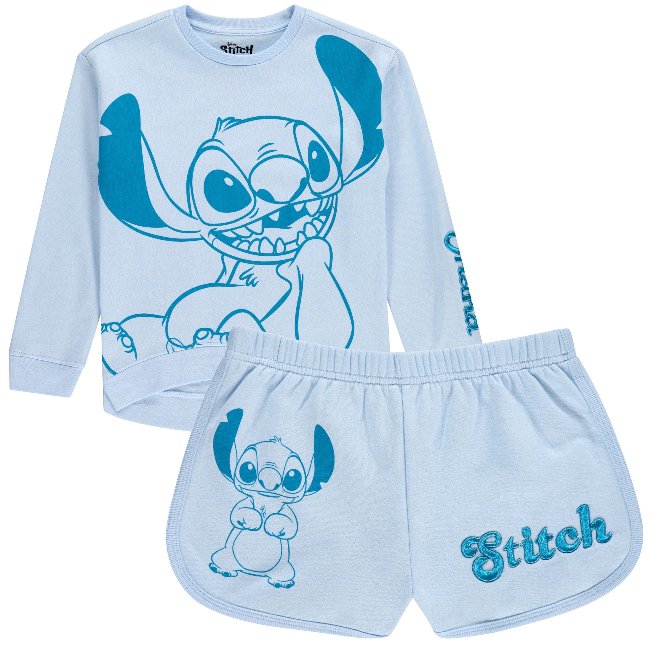 Disney Girls Lilo & Stitch Clothing Set Stitch Sweatshirt Hoodie and Shorts Set Little and