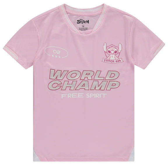 Disney Girls Lilo & Stitch Soccer Jersey T-Shirt - Girls Sizes 4-16 Blush
