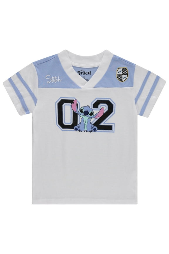 Girls Lilo & Stitch Soccer Jersey T-Shirt - Girls Sizes 4-16 White/Blue