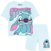 DISNEY Girls Lilo and Stitch Biker Shorts and T-Shirt- Little and Big Girls Sizes 4-16