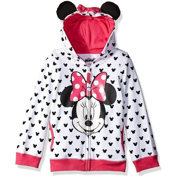 Disney Girls' Minnie Hoodie with Bow and Ears- Toddler, Little and Big Girl, 5T
