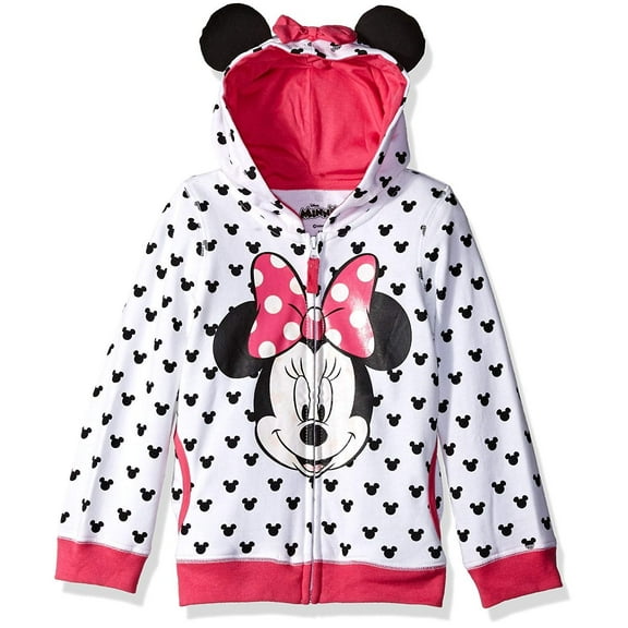 Disney Girls' Minnie Hoodie with Bow and Ears- Toddler, Little and Big Girl, 2T