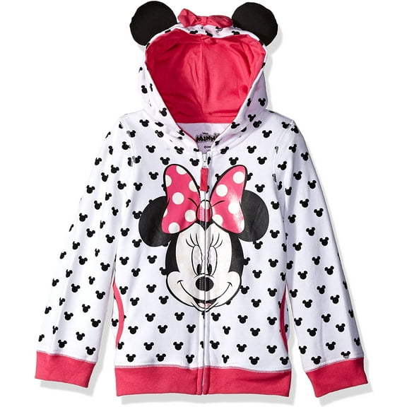 Disney Girls' Minnie Hoodie with Bow and Ears- Toddler, Little and Big Girl Sizes 18M-16