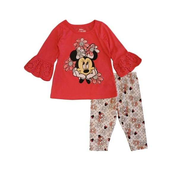Disney Girls' Minnie Mouse 2 Piece Capri Leggings Set (Toddler Girls & Little Girls)