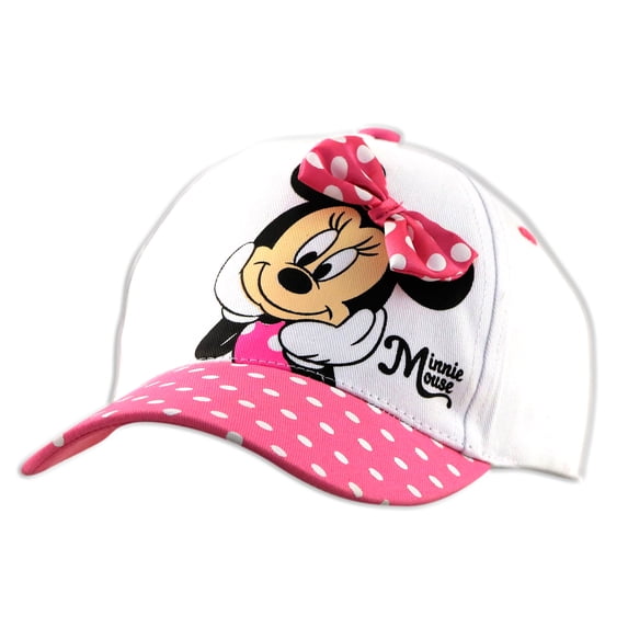 Disney Girls' Minnie Mouse Baseball Cap – 3D Bow Curved Brim Strap Back Hat (4-7)