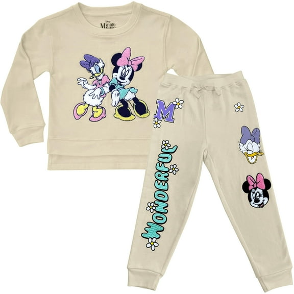 Disney Girls Minnie Mouse Clothing Set - Minnie Mouse and Daisy Duck Sweatshirt and Jogger - 2-Piece Outfit Set - Sizes 4-10