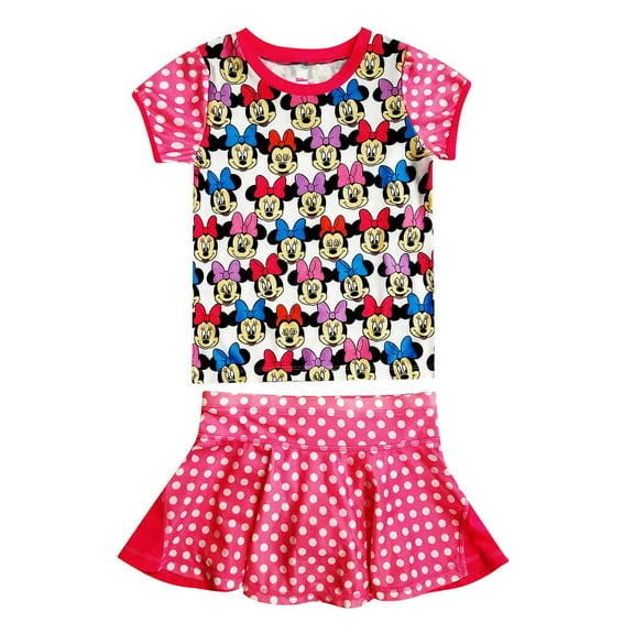 Disney Girls Minnie Mouse Girls Upf 50 Rash Guard 2 Piece Set Pink 5