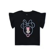 Disney Girls’ Minnie Mouse Graphic Ruffle Sleeve Tee, Sizes 4-6