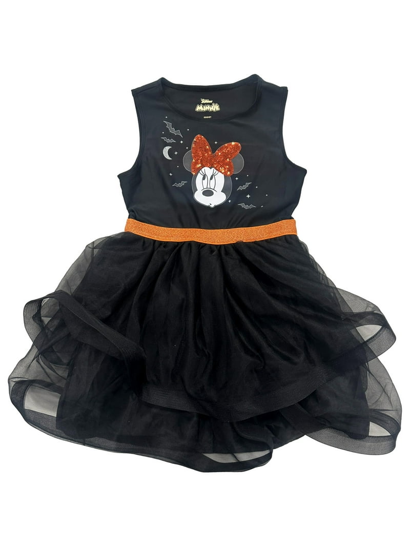 Disney Girls Minnie Mouse Halloween Black Sleeveless Dress Tulle Skirt L (10/12)
