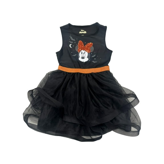 Disney Girls Minnie Mouse Halloween Black Sleeveless Dress Tulle Skirt L (10/12)