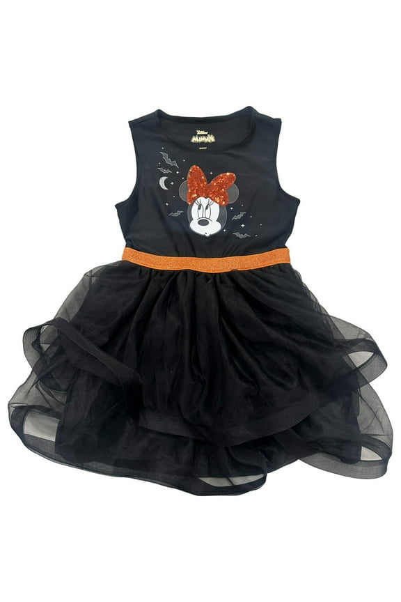 Disney Girls Minnie Mouse Halloween Black Sleeveless Dress Tulle Skirt L (10/12)